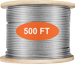 VEVOR 1/8 T316 STAINLESS STEEL CABLE 500FT, 1X19 TIGHTER CORE CABLE RAILING WIRE