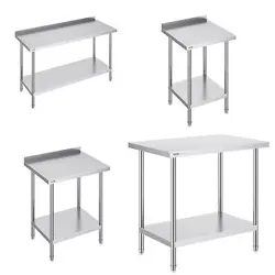 VEVOR STAINLESS STEEL FOOD PREP WORK TABLE KITCHEN WORK TABLE WITH BACKSPLASH