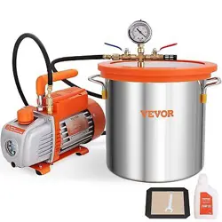 VEVOR 3 GALLON VACUUM CHAMBER AND 3.5 CFM PUMP KIT, TEMPERED GLASS LID VACUUM DE