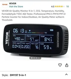 VEVOR AIR QUALITY MONITOR 9-IN-1, CO2, TEMPERATURE,