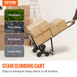 VEVOR STAIR CLIMBING HAND TRUCK - HEAVY-DUTY HAND CART DOLLY FOR ALL-TERRAIN, FO