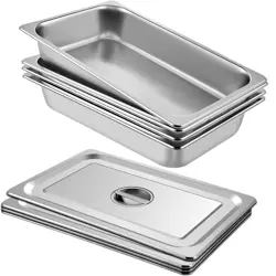 VEVOR 4 PACK STEAM TABLE PANS 20.9 X 12.8 X 3.9 INCH DEEP STEAM TABLE PAN FULL S