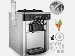 VEVOR 20-28L/H SOFT SERVE ICE CREAM MACHINE COUNTERTOP YOGURT MAKER - 3 FLAVORS