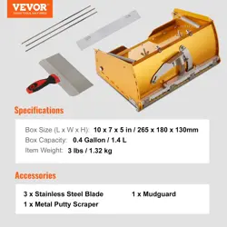 VEVOR DRYWALL FLAT BOX, 10-INCH WIDE QUICK CLEAN, ALUMINUM FINISHING MUD BOX