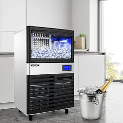 VEVOR 132LBS/24H COMMERCIAL ICE MAKER ICE CUBE MACHINE W/WATER FILTER & PUMP LCD