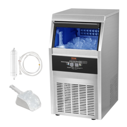 VEVOR COMMERCIAL ICE MAKER MACHINE, 65LBS/24H ICE MAKER MACHINE WITH 24LBS BI...