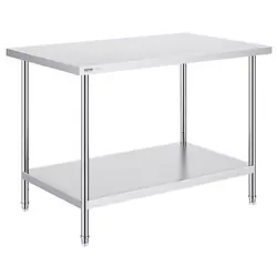 VEVOR STAINLESS STEEL PREP TABLE, 30 X 48 X 34 INCH, HEAVY DUTY METAL WORKTABLE