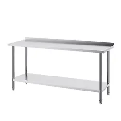 VEVOR 24 X 72 X 36 INCH STAINLESS STEEL WORK TABLE, COMMERCIAL FOOD PREP WORKTAB