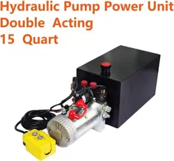 15 QUART DOUBLE ACTING HYDRAULIC PUMP DUMP TRAILER UNIT PACK POWER UNIT DC 12V