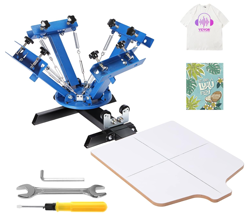 4 COLOR 1 STATION VEVOR SILK SCREEN PRINTING MACHINE T-SHIRT PRESS EQUIPMENT KIT