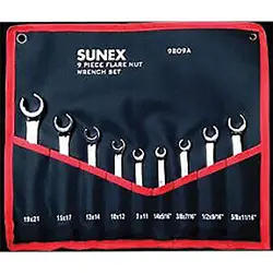 9 PIECE FLARE NUT WRENCH SET 9809A SUNEX TOOLS 9809A 0