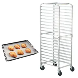 VEVOR BUN PAN RACK, 20-TIER COMMERCIAL BAKERY RACKS WITH BRAKE WHEELS, ALUMINUM