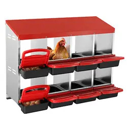 VEVOR 8-COMPARTMENT CHICKEN NEST BOX MENTAL BOX WITH INCLINED NESTING BOXES