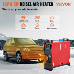 VEVOR 8KW DIESEL AIR HEATER ALL IN ONE 1 AIR OUTLET DIESEL HEATER 12V REMOTE CON