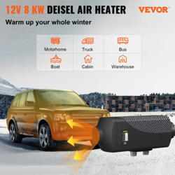 VEVOR 8KW DIESEL AIR HEATER MUFFLER DIESEL HEATER 12V REMOTE CONTROL DIESEL PARK