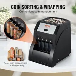 VEVOR USD COIN SORTER COIN COUNTER 4 TUBES WRAPPER AND ROLLER 230 COINS/MIN NEW