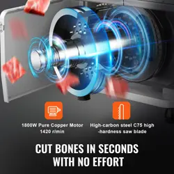 VEVOR COMMERCIAL 1800W ELECTRIC MEAT BANDSAW STAINLESS STEEL BONE SAWING TOOL
