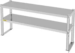 VEVOR DOUBLE OVERSHELF, DOUBLE TIER STAINLESS STEEL OVERSHELF, 48 X 12 X 24 IN