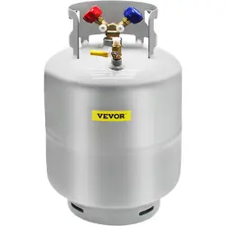 VEVOR REFRIGERANT RECOVERY RECLAIM CYLINDER TANK 50 LBS 400 PSI STEEL GRAY