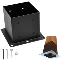4 PACK 6X6 POST BASE BRACKETS HEAVY DUTY WOOD POST FENCE POST ANCHOR BLACK STEEL