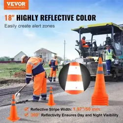 VEVOR SAFETY CONES, 4 PACK 28 INCH COLLAPSIBLE TRAFFIC CONES, CONSTRUCTION CONES