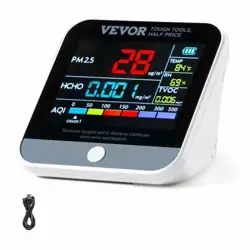 VEVOR AIR QUALITY MONITOR 8 IN. PM2.5 PARTICLE COUNTER, FORMALDEHYDE TEMPERATURE