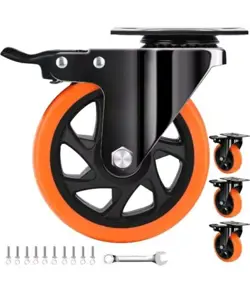 (SET OF 4) 5IN HEAVY DUTY SILENT CASTERS WHEELS INDUSTRIAL LOAD 2600LBS SWIVEL