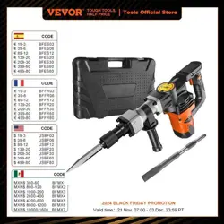 VEVOR 1400W DEMOLITION JACK HAMMER ELECTRIC JACKHAMMER HEAVY DUTY 2900 BPM