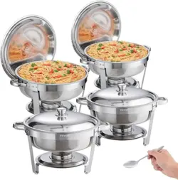 VEVOR CHAFING DISH BUFFET SET, 6 QT 4 PACK, STAINLESS STEEL CHAFER WITH FULL