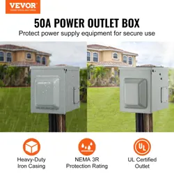 VEVOR 50 AMP RV POWER OUTLET BOX, 125/250 VOLT, ENCLOSED LOCKABLE OUTDOOR RV REC