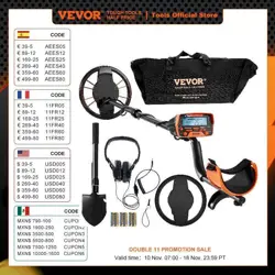 VEVOR METAL DETECTOR FOR ADULTS & KIDS 10INCH WATERPROOF SEARCH COIL WITH LCD US