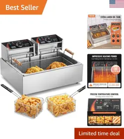 COMMERCIAL DEEP FRYER, 3000W ELECTRIC TURKEY FRYER WITH 3 REMOVABLE BASKETS, ...