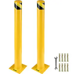 VEVOR SAFETY BOLLARD STEEL BOLLARD POST YELLOW PIPE STEEL BARRIER 48