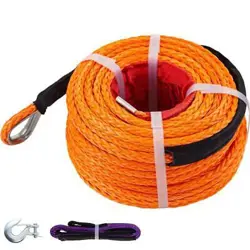 ORANGE SYNTHETIC WINCH ROPE 100 FT. X 3/8 IN. WINCH LINE CABLE WITH G70 HOOK 12