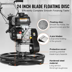 VEVOR 24” 6HP WALK-BEHIND POWER TROWEL CONCRETE CEMENT SURFACE W/ FLOAT PAN TOOL