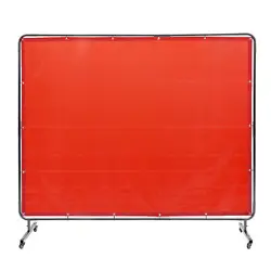 VEVOR WELDING SCREEN WITH FRAME 6' X 8' WELDING CURTAIN SCREEN ON 4 WHEELS RED