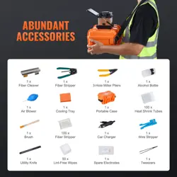 VEVOR FIBER FUSION SPLICER 4 MOTORS CLAD ALIGNMENT WITH 6S SPLICING 13S HEATING