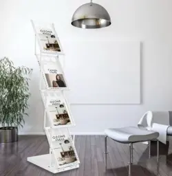 VEVOR FOLDABLE MAGAZINE DISPLAY RACK 4 POCKET BROCHURE DISPLAY STAND WHITE NEW