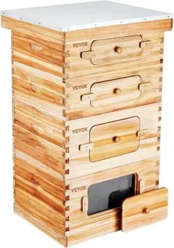 VEVOR 10 FRAME BEE HIVE, BEESWAX COATED FIR WOOD,2 DEEP   2 MEDIUM BEE BOXES