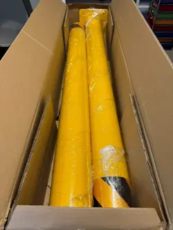 SAFETY BOLLARD, 2 PACK 48 INCH HEIGHT BOLLARD POST, 4.5 INCH DIAMETER, YELLOW