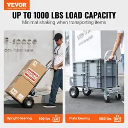 VEVOR ALUMINUM FOLDING HAND TRUCK, 2 IN 1 DESIGN 1000 LBS CAPACITY, HEAVY DUTY I