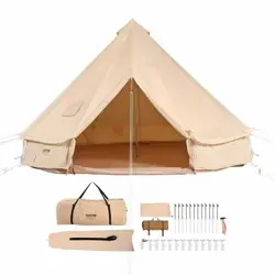 CANVAS BELL TENT 4 SEASONS 5 M/16.4 FT YURT TENT, CANVAS TENT CAMPING STOVE JACK