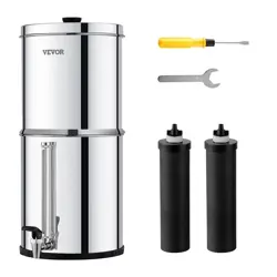 VEVOR 2.25G GRAVITY-FED WATER FILTER COUNTERTOP SYSTEM STAINLESS STEEL 2 FILTERS