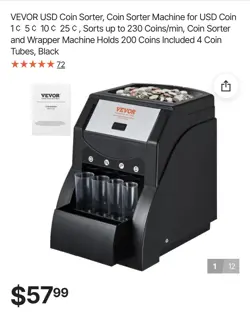 VEVOR USD COIN SORTER, COIN SORTER MACHINE FOR USD COIN 1￠ 5￠ 10￠ 25￠