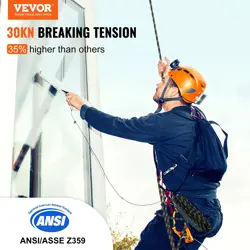 VEVOR VERTICAL LIFELINE ASSEMBLY, 0.55'' X 25' FALL PROTECTION ROPE WITH 30 KN B