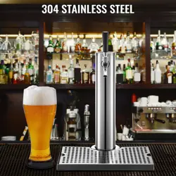 VEVOR BEER TOWER, SINGLE FAUCET KEGERATOR TOWER, STAINLESS STEEL DRAFT BEER TOWE