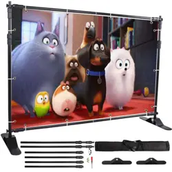 8 X 8FT BANNER STAND HEAVY-DUTY STEP AND REPEAT BACKDROP TELESCOPIC ADJUSTABLE!