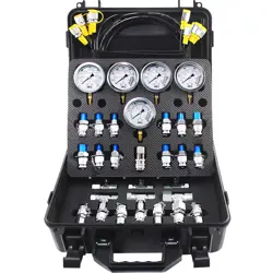 VEVOR HYDRAULIC PRESSURE TEST KIT 5 GAUGES 13 COUPLINGS 14 TEE CONNECTORS 600BAR