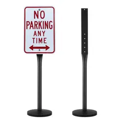 VEVOR CAST IRON SIGN POST 4 FT PORTABLE U-CHANNEL SIGN STAND WITH WHEELS BLACK