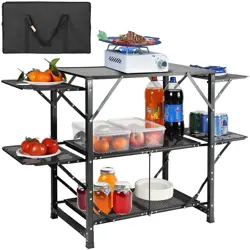 VEVOR CAMPING KITCHEN TABLE, ONE-PIECE FOLDING PORTABLE COOK STATION WITH A CARR
